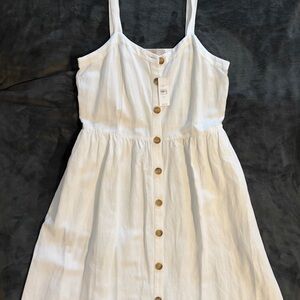 LOFT White Linen Button-Front Dress